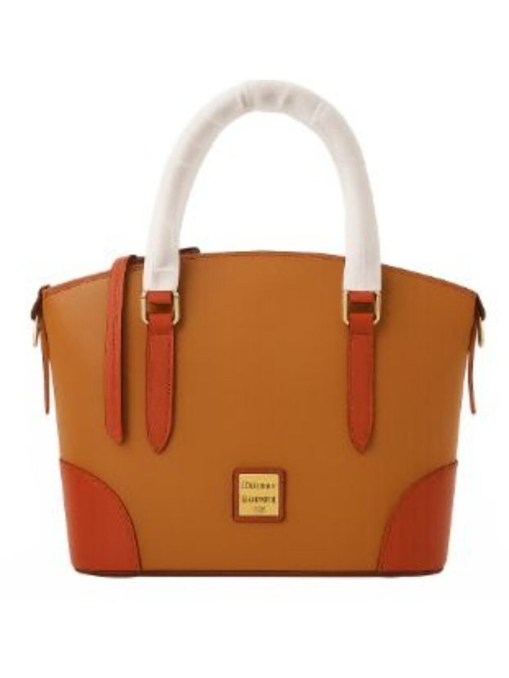 Dooney Bourke Pebble Leather Dome Designer Satchel Work Bag  Camel and Cognac - Picture 4 of 10